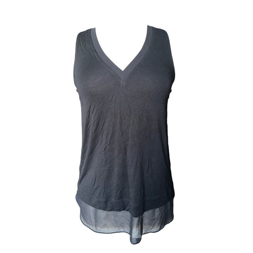 FB11 TROUVÉ Black Tank Top Tunic‎ Shirt Blouse Womens Size XS Sherr back